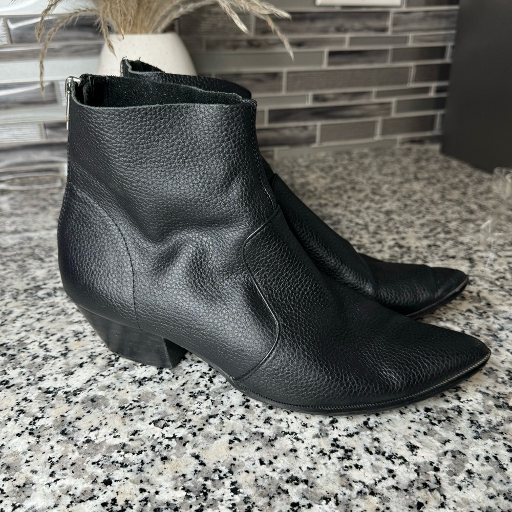 Steve Madden | Cafe Pointed Leather Boots Black Ladies Size 7.5